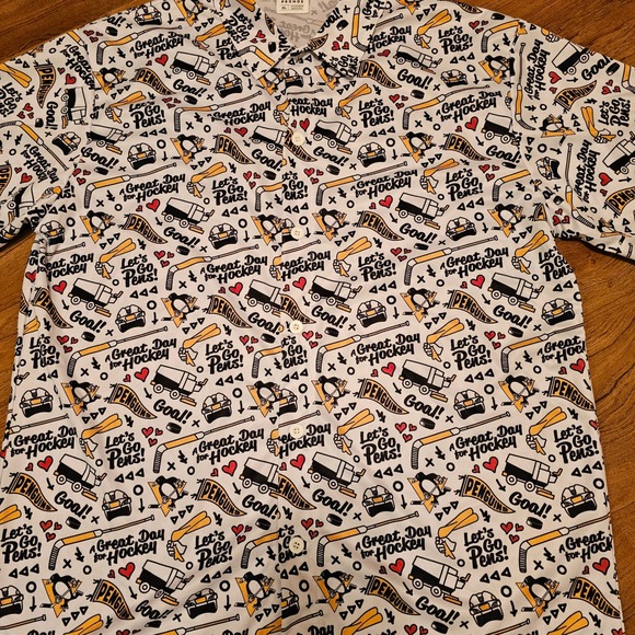 Sobe Promos Pittsburgh Penguins Hockey Button Down Shirt Mens XL UPMC Promo - Picture 2 of 7